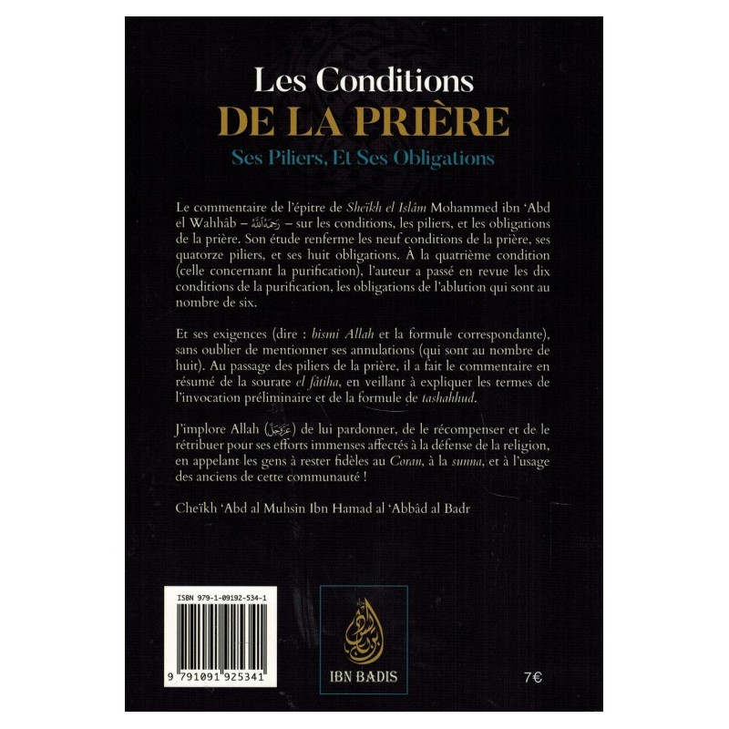 Les Conditions de la Prière ses Piliers, et ses Obligations - Muhammad Ibn Abd Al-Wahhâb - Edition Ibn Badis