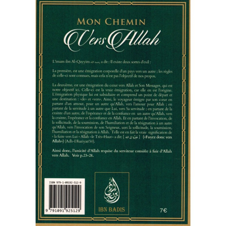 Mon Chemin Vers ALLAH - Edition Ibn Badis - 2865