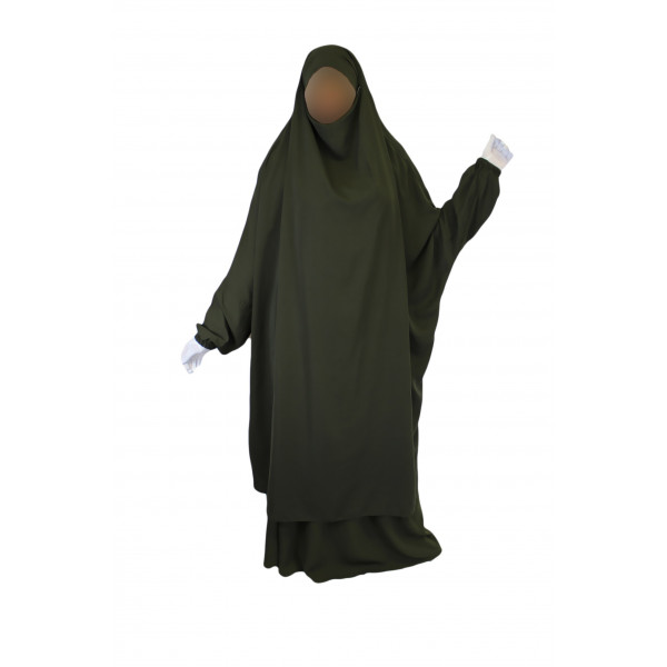 Jilbab 2P Jupe , Kaki Foncé 52 , Wool Peach , Jilbeb El Bassira , 6743