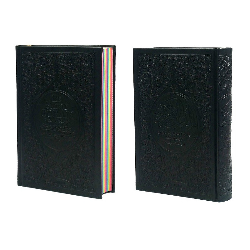 Le Saint Coran Arc en Ciel - Arabe / Français / Phonétique - Edition De Luxe - Couverture En Daim Couleur Noir