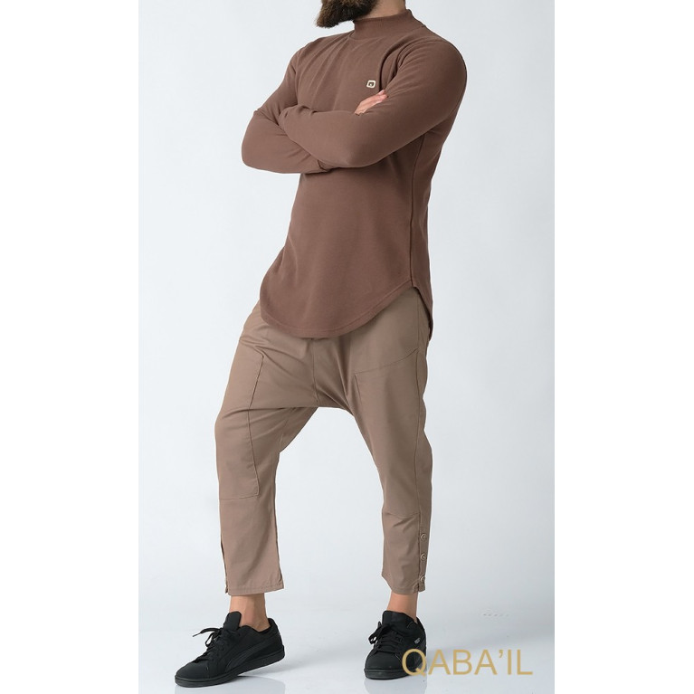 Pull Col Montant Qaba'il : Taupe