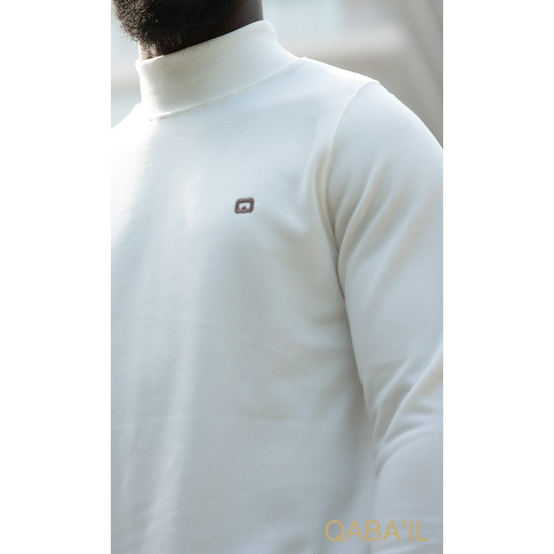 Pull Col Montant Qaba'il : Blanc