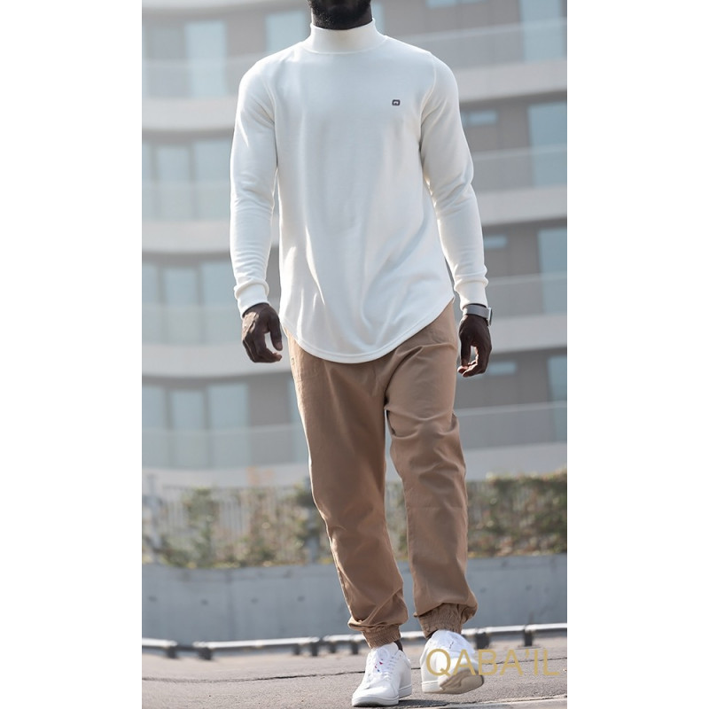 Pull Col Montant Qaba'il : Blanc