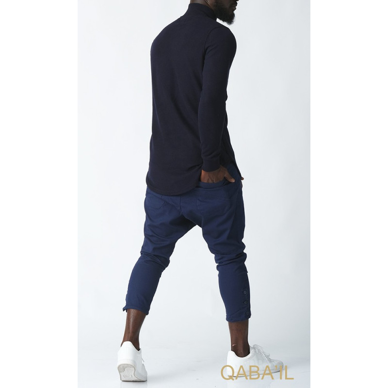 Pull Col Montant Qaba'il : Bleu Nuit