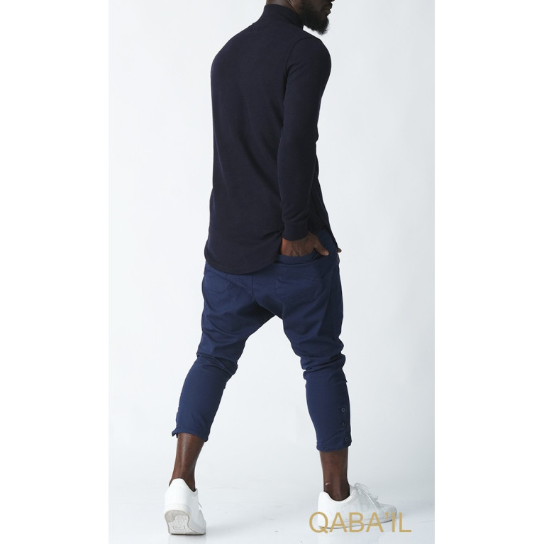 Pull Col Montant Qaba'il : Bleu Nuit