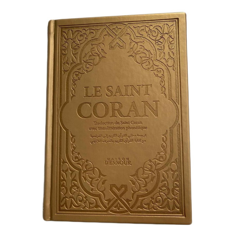 Le Saint Coran Doré - Couverture Daim - Pages Arc-En-Ciel - Français-Arabe-Phonétique - Maison Ennour