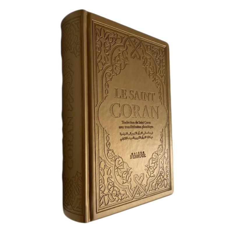 Le Saint Coran Doré - Couverture Daim - Pages Arc-En-Ciel - Français-Arabe-Phonétique - Maison Ennour