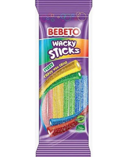 Bonbons Wacky Sticks - Mix Fruit - Bebeto - Halal - Sachet 180 gr