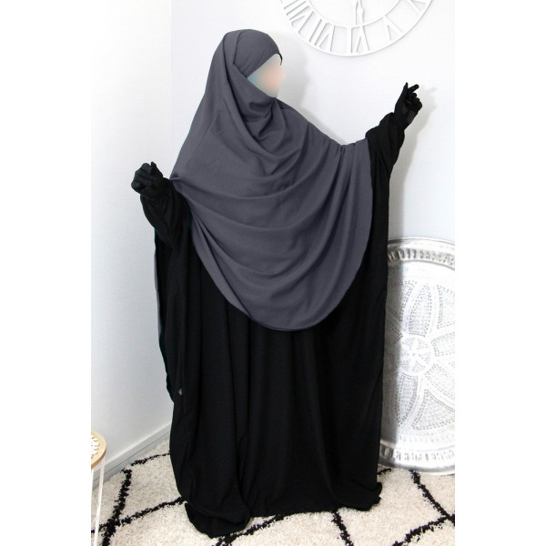 Hijab Khimar  Extra Long Hafsa  Gris Umm  Hafsa 