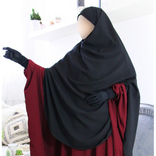 Hijab Khimar  Extra Long Hafsa  Noir Umm  Hafsa 
