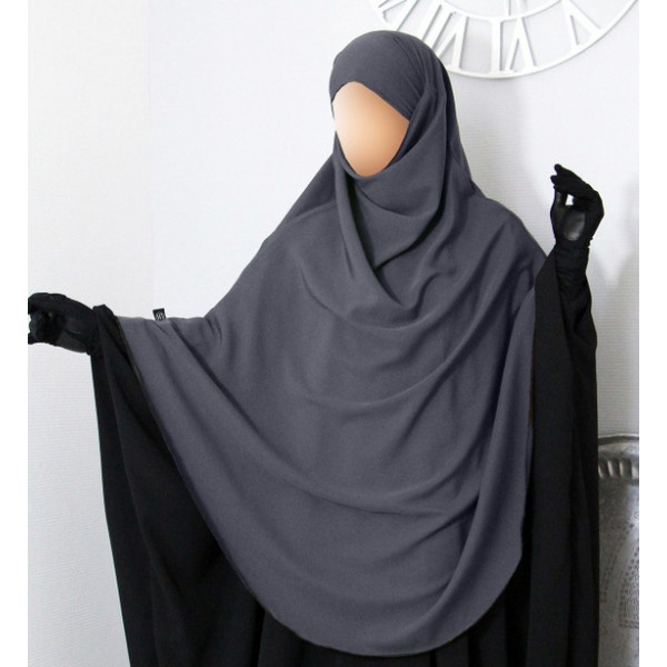 Hijab Khimar  Extra Long Hafsa  Gris Umm  Hafsa 