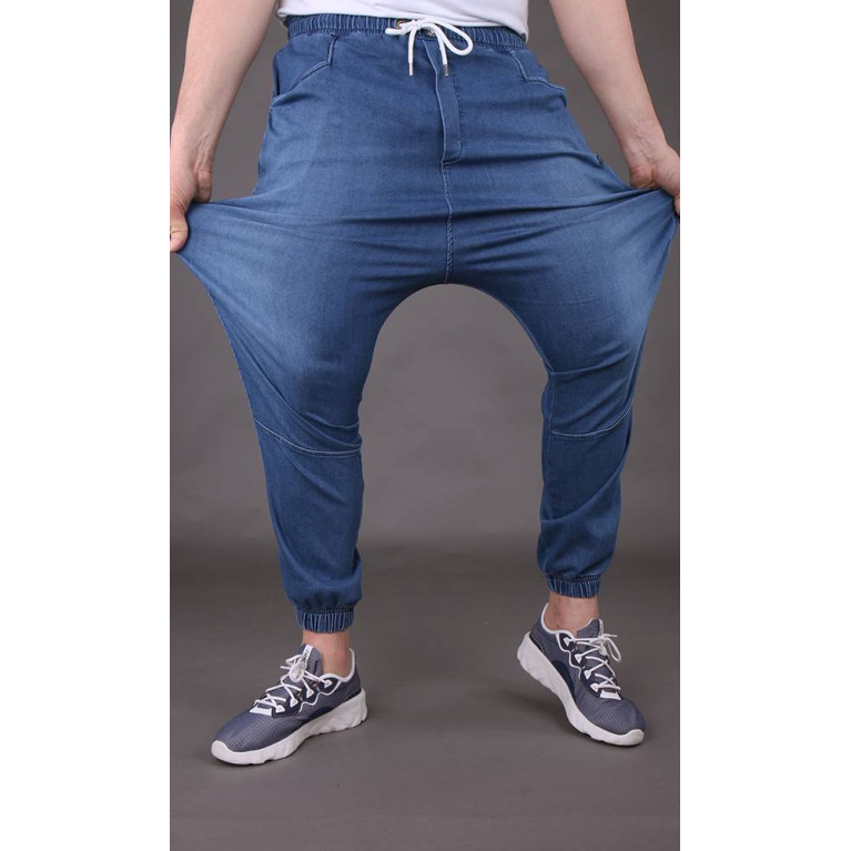 Sarouel Jean Stretch - Bleu Clair - Qaba'il : Coupe Djazairi  - Pants Léger