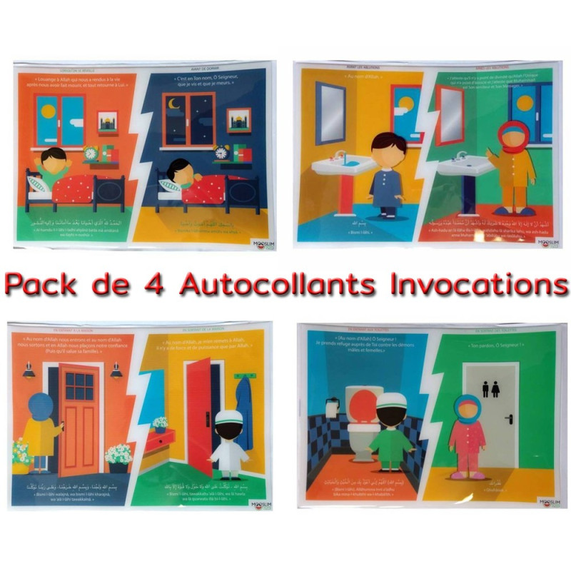 Autocollant ou Sticker - Packs des 4 Autocollants - A5 : 14 x 20 cm - Mooslim Toys