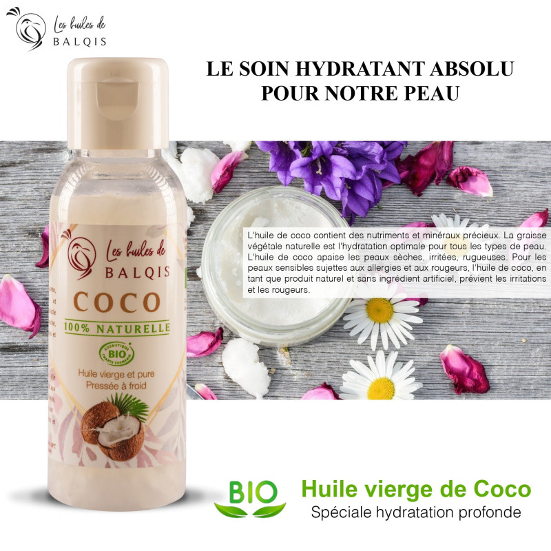 Huile de Coco BIO - 50 ml - Les Huiles Balqis