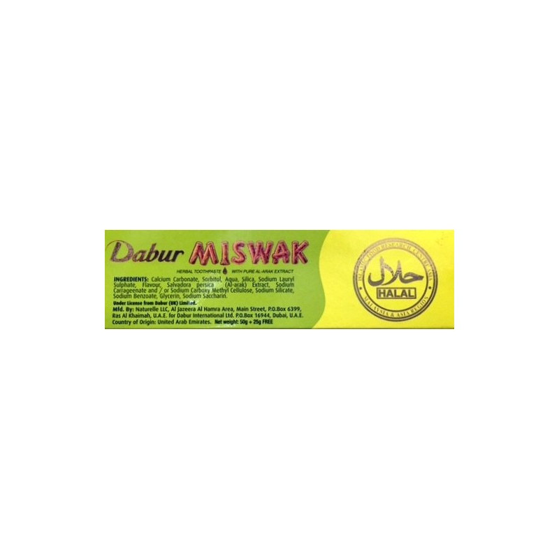 Dentifrice Herbal Miswak - 50gr + 25gr Gratuit - Laboratoire Dabur