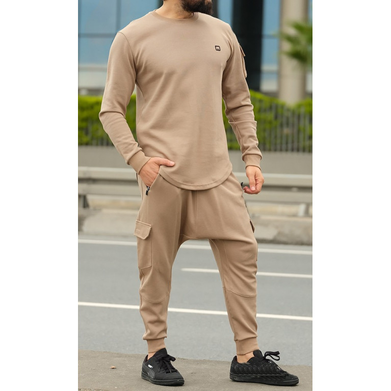 Ensemble Sarouel et Sweat Beige, Survêtement Qaba'il : Sniper