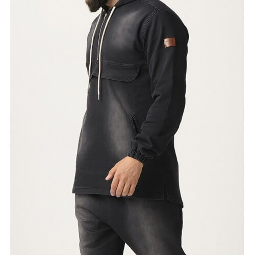 Sweat Capuche en Jean Stretch - Noir - Qaba'il : Haut Kameron