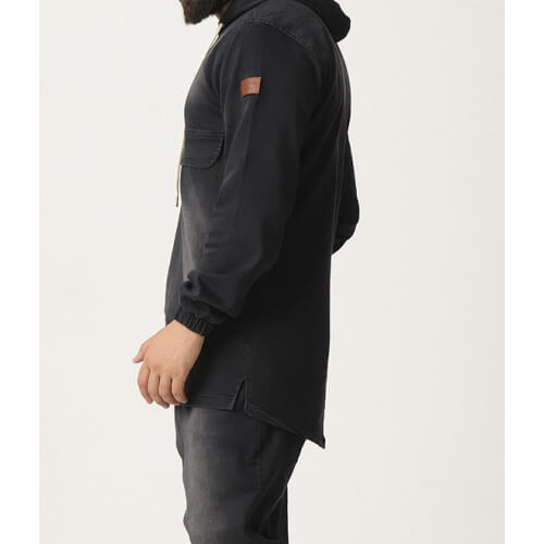 Sweat Capuche en Jean Stretch - Noir - Qaba'il : Haut Kameron
