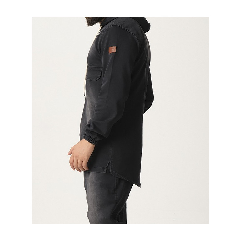 Sweat Capuche en Jean Stretch - Noir - Qaba'il : Haut Kameron