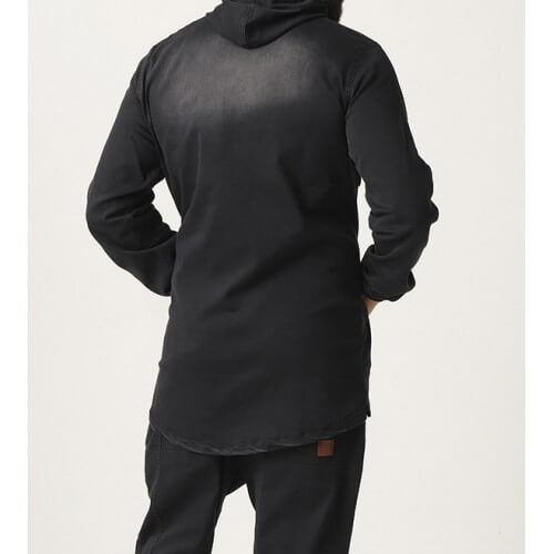 Sweat Capuche en Jean Stretch - Noir - Qaba'il : Haut Kameron