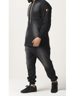 Ensemble Sarouel et Sweat Capuche Strecht - Noir, Survêtement Qaba'il : Strecht Kameron