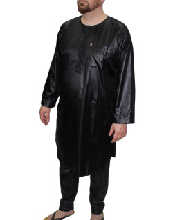 Qamis Pakistanais avec Pantalon - Noir - Qamis Afaq