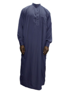 Qamis Gris Foncé coupe droite avec pantalon Afaq : bouton col et manches