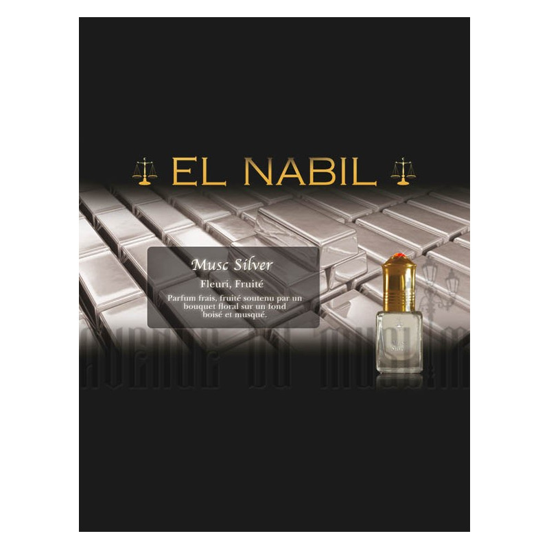 Musc Silver - Parfum : Homme - Extrait de Parfum Sans Alcool - El Nabil - 5 ml