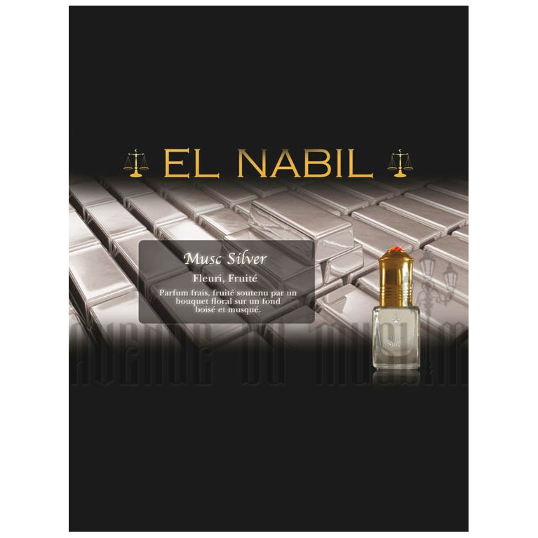 Musc Silver - Parfum : Homme - Extrait de Parfum Sans Alcool - El Nabil - 5 ml 