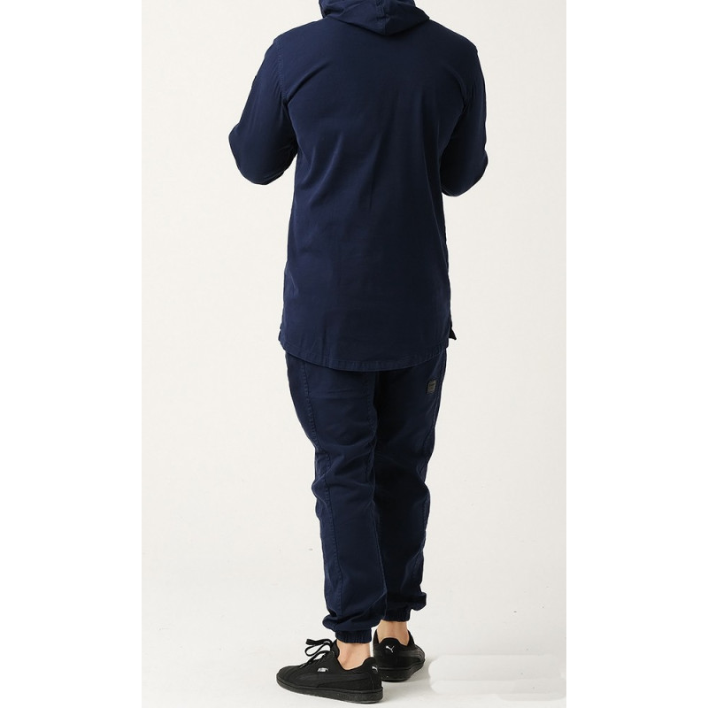 Ensemble Sarouel et Sweat Capuche Coton Strecht - Bleu, Survêtement Qaba'il : Coton Strecht Kameron