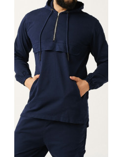Sweat Capuche en Coton Stretch - Bleu - Qaba'il : Haut Kameron
