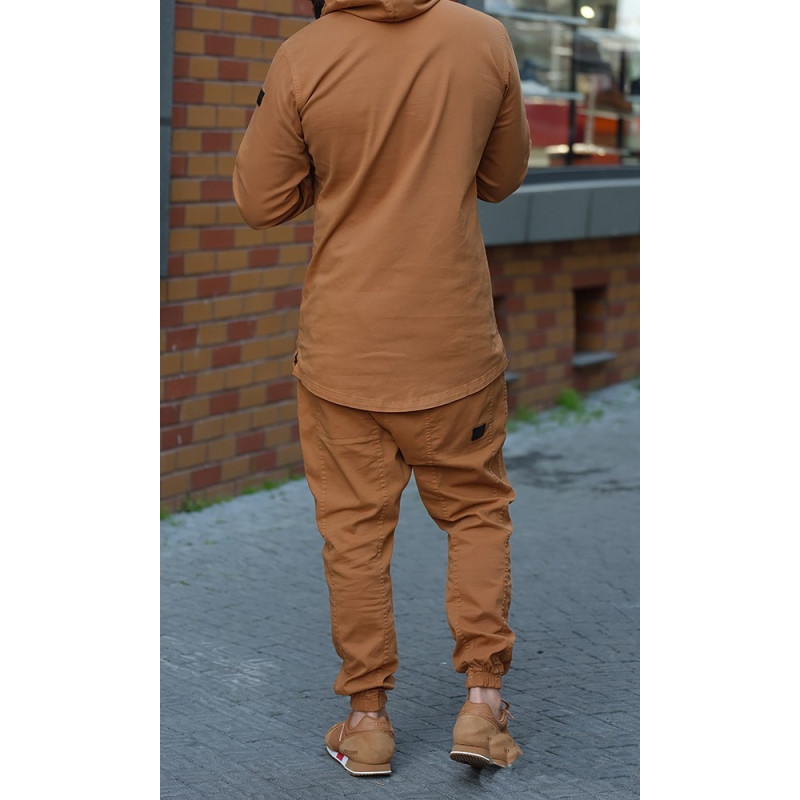 Ensemble Sarouel et Sweat Capuche Coton Strecht - Camel, Survêtement Qaba'il : Coton Strecht Kameron