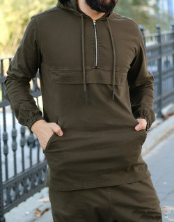 Sweat Capuche en Coton Stretch - Bleu - Qaba'il : Haut Kameron