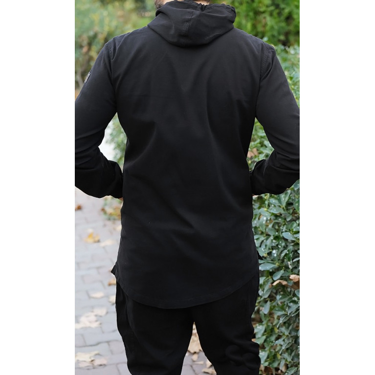 Sweat Capuche en Coton Stretch - Noir - Qaba'il : Haut Kameron