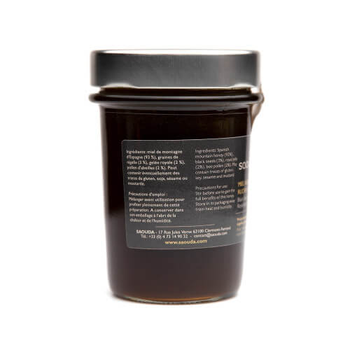 Miel de Montagne à la Nigelle (Obtenue par Cryobroyage) et Gelée Royale - Saouda 250 gr