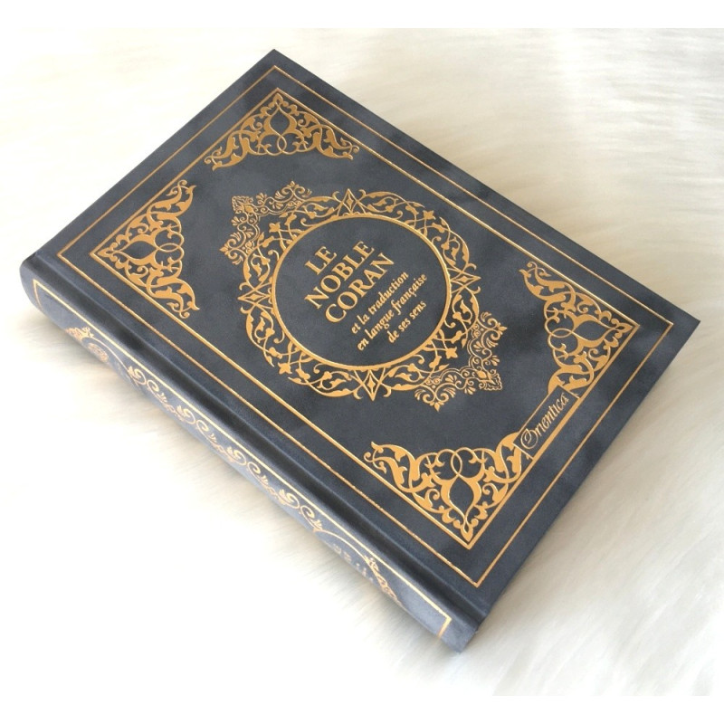 Le Noble Coran Gris Anthracite Doré - Edition de Luxe Couverture Daim - Index des Sourates - Français-Arabe - Orientica