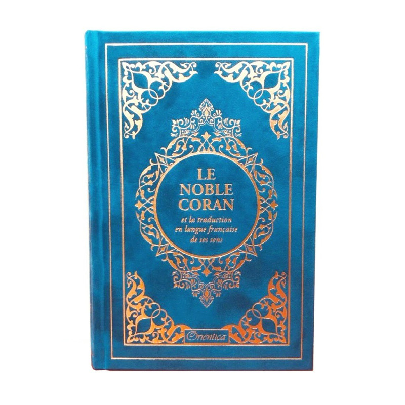Le Noble Coran Bleu Caraîbes Doré - Edition de Luxe Couverture Daim - Index des Sourates - Français-Arabe - Orientica