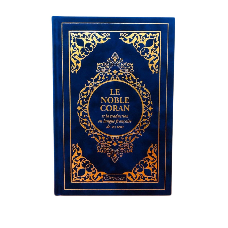 Le Noble Coran Bleu Foncé Doré - Edition de Luxe Couverture Daim - Index des Sourates - Français-Arabe - Orientica