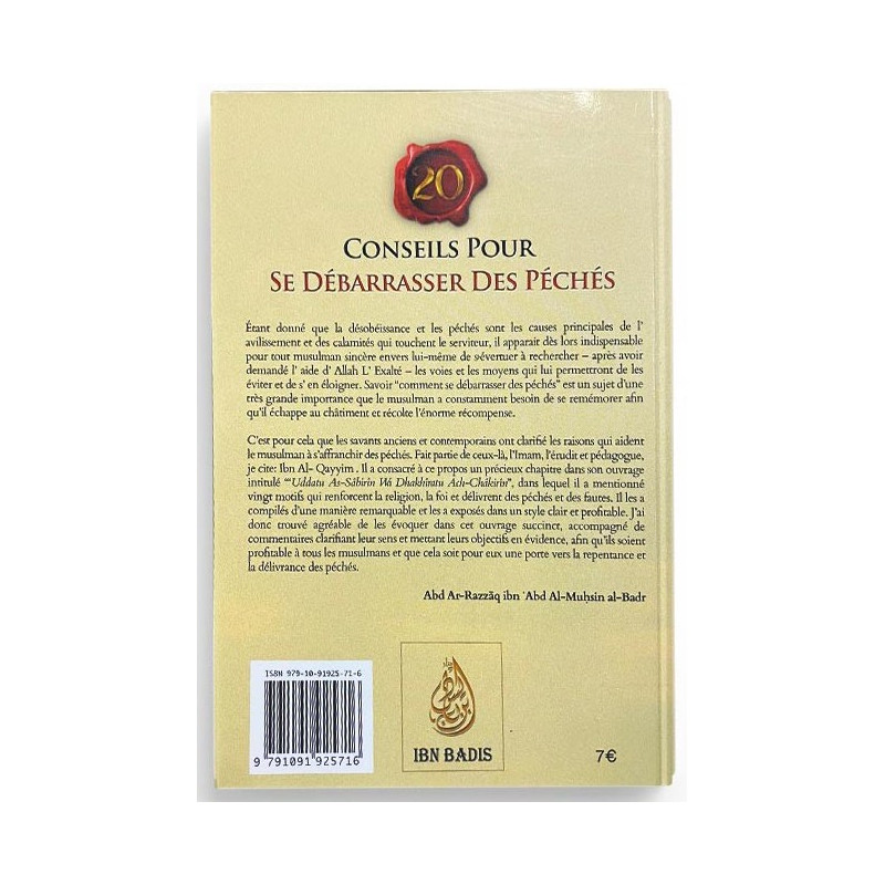 Conseils Pour Se Débarrasser Des Péchés - Ibn Qayyam Al Jawziyya - Commentaire Abd Ar-Razzâq Al-Badr - Ibn Badis