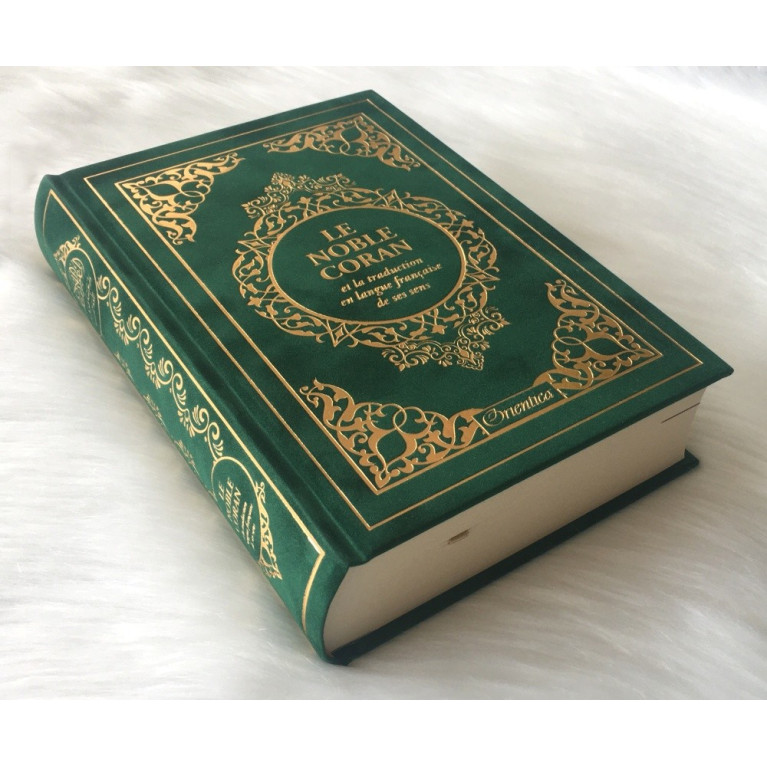 Le Noble Coran Vert Doré - Edition de Luxe Couverture Daim - Index des Sourates - Français-Arabe - Orientica