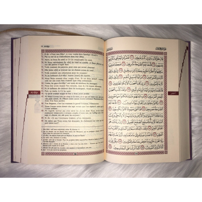 Le Noble Coran Mauve Doré - Edition de Luxe Couverture Daim - Index des Sourates - Français-Arabe - Orientica