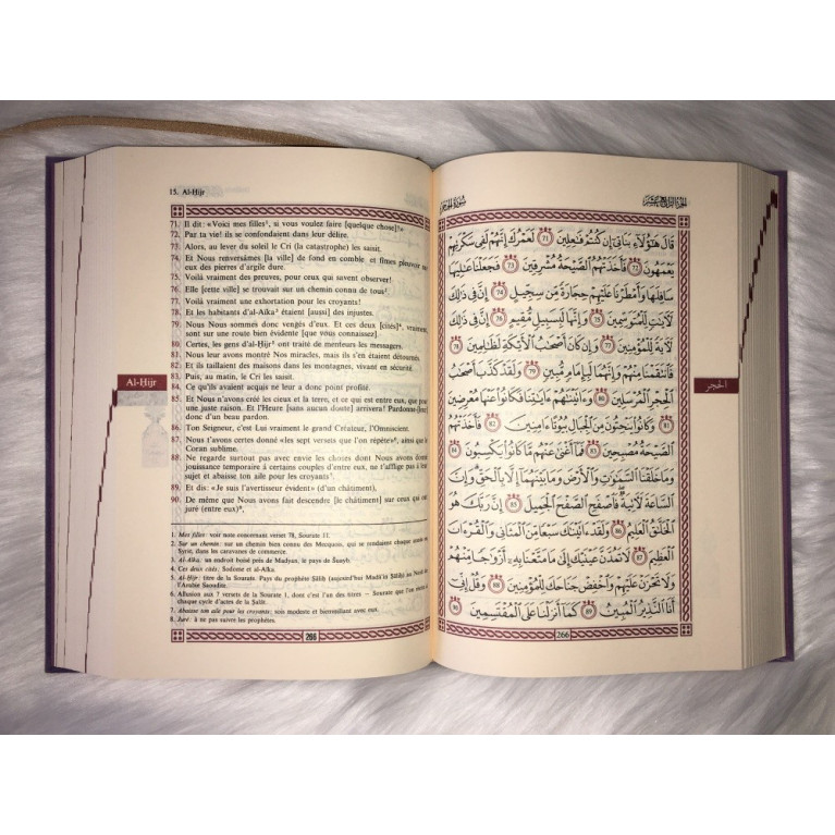 Le Noble Coran Mauve Doré - Edition de Luxe Couverture Daim - Index des Sourates - Français-Arabe - Orientica