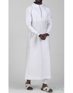 Qamis Long - Blanc et Broderie Argenté - Qaba'il : Eminence