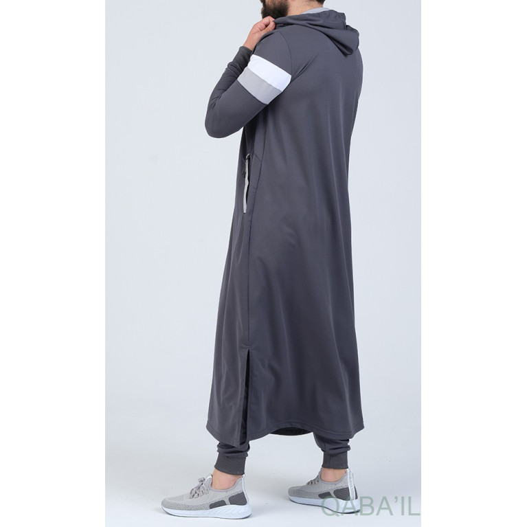 Qamis Long Capuche Jogging Anthracite - Trial - Qaba'il