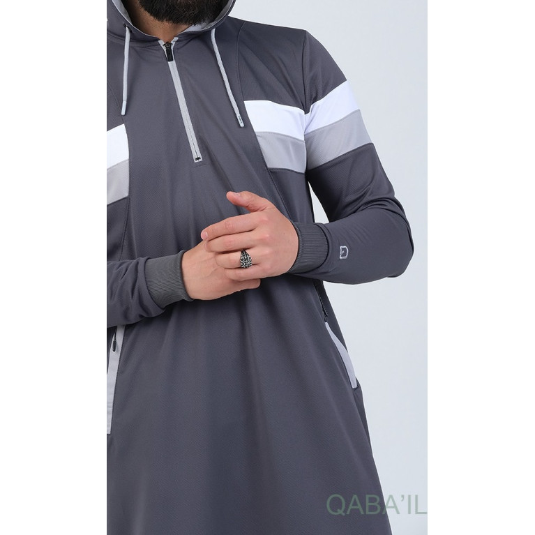 Qamis Long Capuche Jogging Anthracite - Trial - Qaba'il