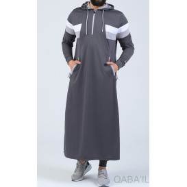Qamis Long Capuche Jogging Anthracite - Trial - Qaba'il