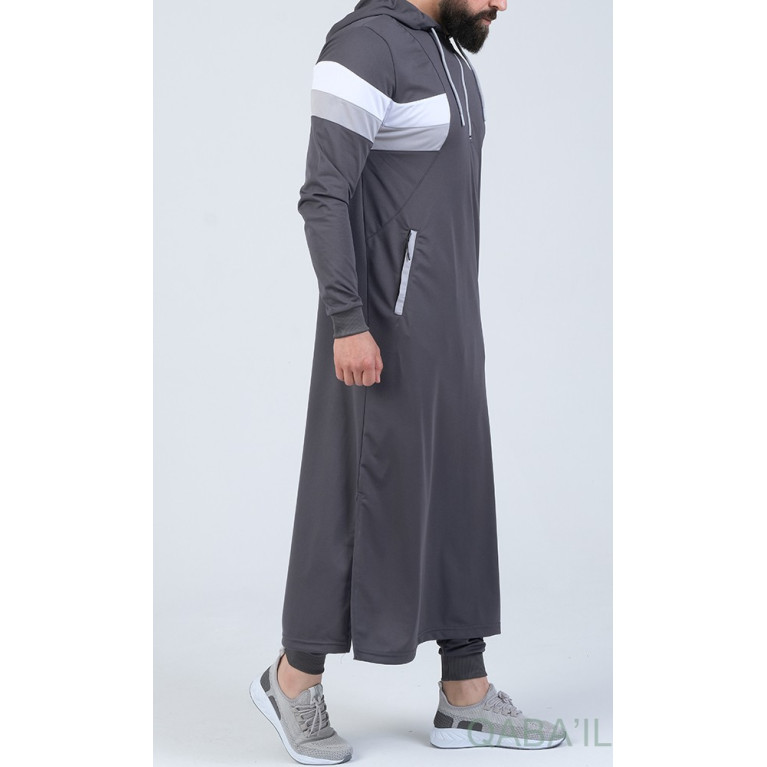 Qamis Long Capuche Jogging Anthracite - Trial - Qaba'il