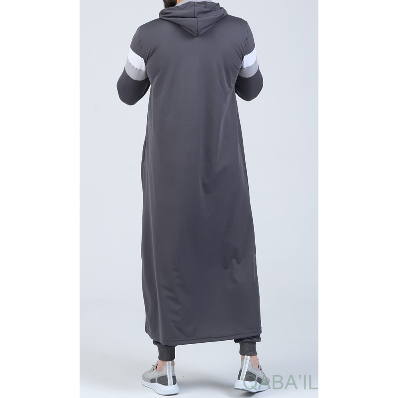 Qamis Long Capuche Jogging Anthracite - Trial - Qaba'il