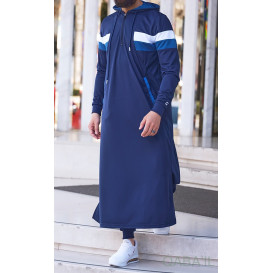Qamis Long Capuche Jogging Bleu Nuit - Trial - Qaba'il