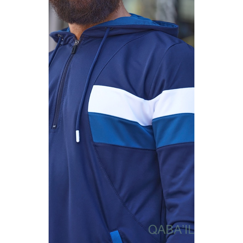 Qamis Long Capuche Jogging Bleu Nuit - Trial - Qaba'il